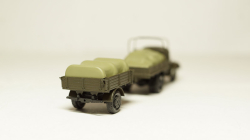Зис 150 борт с дугами и грузом + прицеп с грузом, темный, Herpa 1:87 