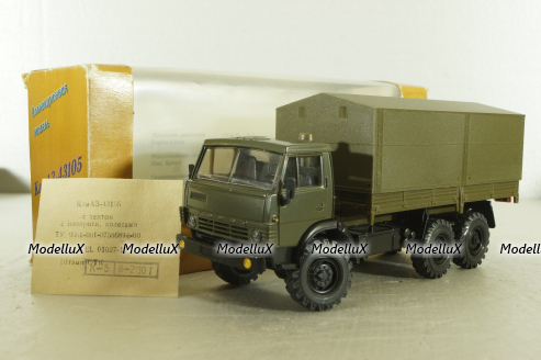 Камаз-43105 с тентом, поворотный мост, хаки, Элекон 1:43