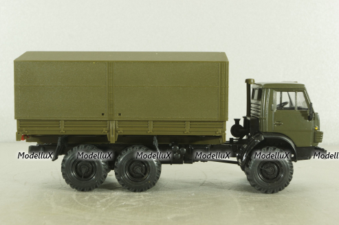 Камаз-43105 с тентом, поворотный мост, хаки, Элекон 1:43