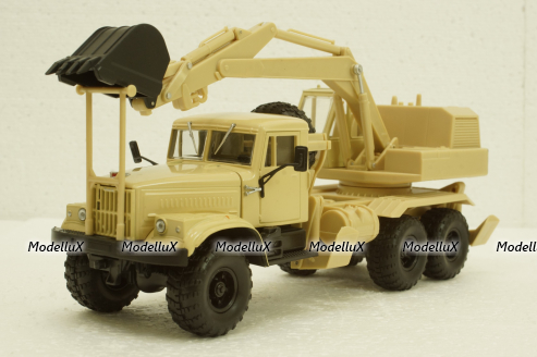 Краз-255Б ЭОВ-4421, Экскаватор бежевый, Н740, Наш Автопром 1:43