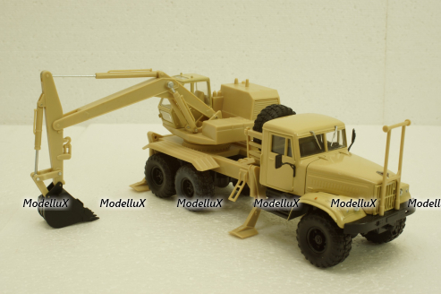Краз-255Б ЭОВ-4421, Экскаватор бежевый, Н740, Наш Автопром 1:43