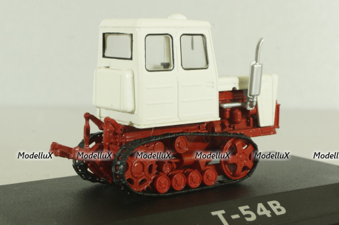 Т-54В трактор 1967, бело/красн, ТРАКТОРЫ история,люди,машины (Hachette) №16 1:43