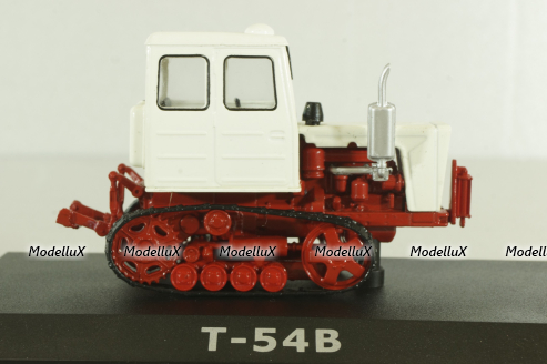 Т-54В трактор 1967, бело/красн, ТРАКТОРЫ история,люди,машины (Hachette) №16 1:43