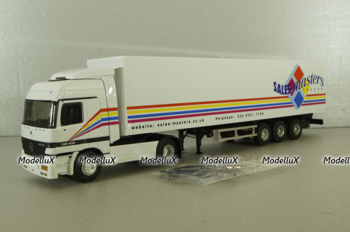 Mercedes Actros MP1 1848 with semi trailer Sales master trucks 1996, white, 112319, Eligor 1:43
