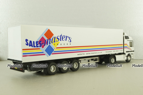 Mercedes Actros MP1 1848 with semi trailer Sales master trucks 1996, white, 112319, Eligor 1:43