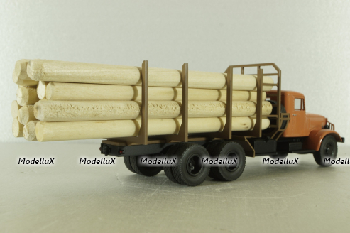 Краз-219Б лесовоз, оранжевый, с бревнами Modellux 1:43