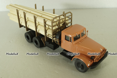 Краз-219Б лесовоз, оранжевый, с бревнами Modellux 1:43