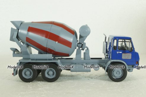 Berliet GRH 230 Cement mixer year 1976 blue / grey, Hachette 1:43
