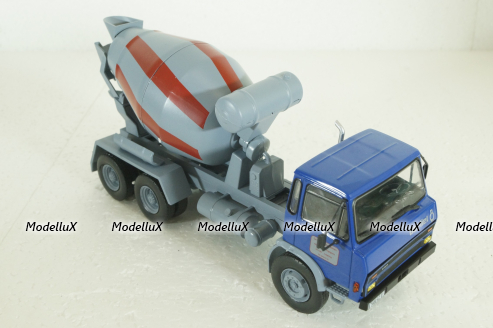 Berliet GRH 230 Cement mixer year 1976 blue / grey, Hachette 1:43