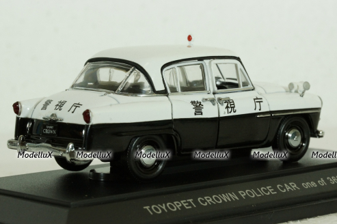 Toyopet Crown Police Car, black/white, Ebbro 1:43