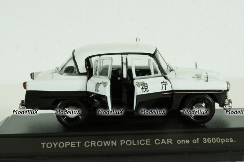 Toyopet Crown Police Car, black/white, Ebbro 1:43