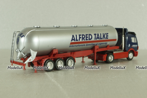 Mercedes SK 1735 LS tractor with semi-trailer tank "Alfred Talke" 1992, blue/silver, 141581, Herpa 1:87 