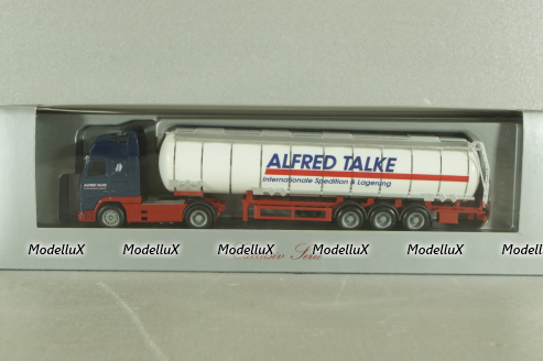 Volvo FH 12 Globetrotter XL with semi-trailer tank "Alfred Talke", blue/white, 144288, Herpa 1:87