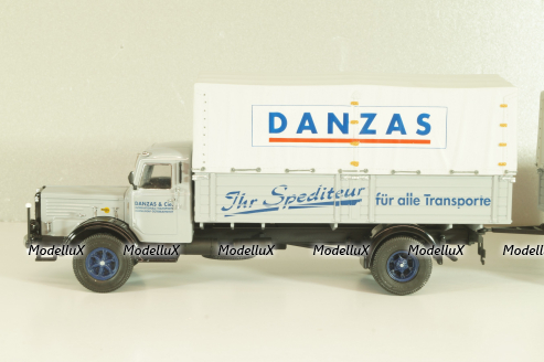 Bussing 8000 truck with trailer "Danzas" 1950 #2, grey, 06253, Schuco 1:43