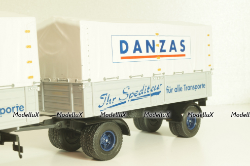 Bussing 8000 truck with trailer "Danzas" 1950 #2, grey, 06253, Schuco 1:43