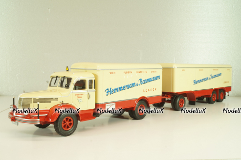 Krupp Titan with trailer "Hemmersam & Rasmussen" Lubeck, cream/red,  Minichamps 1:43