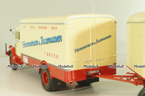 Krupp Titan with trailer "Hemmersam & Rasmussen" Lubeck, cream/red,  Minichamps 1:43