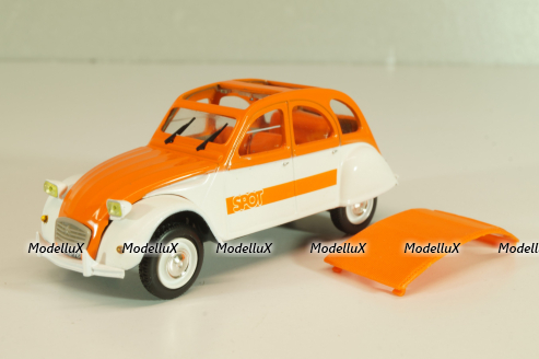 Citroën 2CV spot 1976, white/orange, 409523P, Norev 1:43