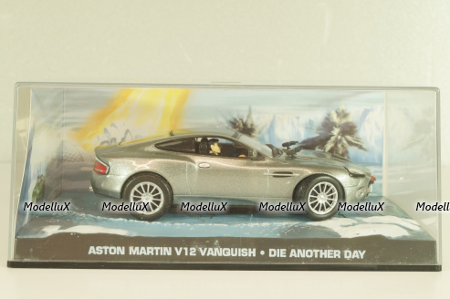 Aston Martin V12 Vanquish from movie "Die another day" 2002, silver, James Bond Modellauto Collection №2, Altaya 1:43
