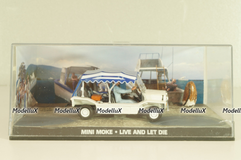 Mini Moke from movie "Live and let die" 1973, white, James Bond Modellauto Collection #24, Altaya 1:43