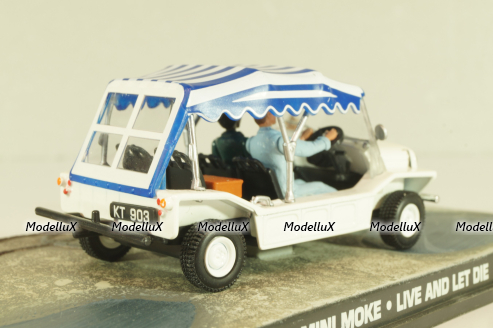 Mini Moke from movie "Live and let die" 1973, white, James Bond Modellauto Collection #24, Altaya 1:43