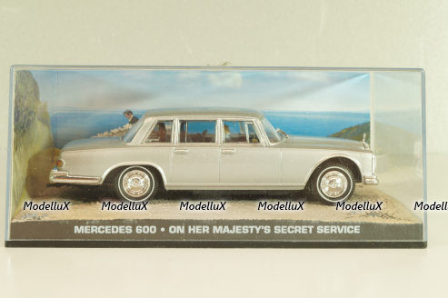 Mercedes-Benz 600 (W100) from movie "On her Majesty's secret service" 1969, silver, James Bond Modellauto Collection #32, Altaya 1:43