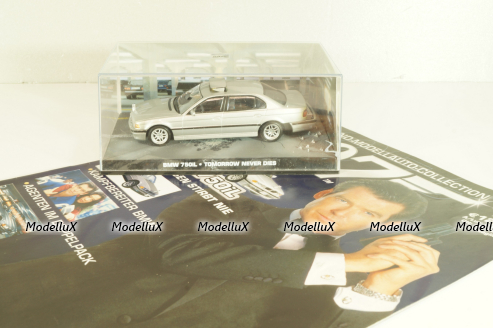 BMW 750iL (E38) from movie "Tomorrow never dies" 1997, silver, James Bond Modellauto Collection #15, Altaya 1:43