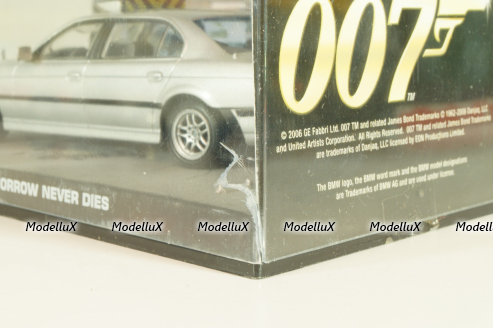BMW 750iL (E38) from movie "Tomorrow never dies" 1997, silver, James Bond Modellauto Collection #15, Altaya 1:43