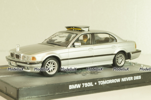 BMW 750iL (E38) from movie "Tomorrow never dies" 1997, silver, James Bond Modellauto Collection #15, Altaya 1:43