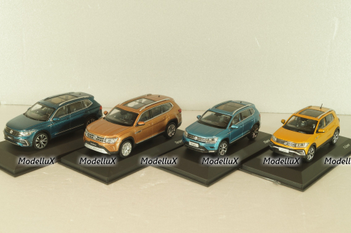 Volkswagen 4 car set, Tiguan L/Teramont/Tharu/T-Cross, Paudi 1:43