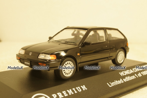 Honda Civic 1987 black, T9P-10004, Triple 9 1:43