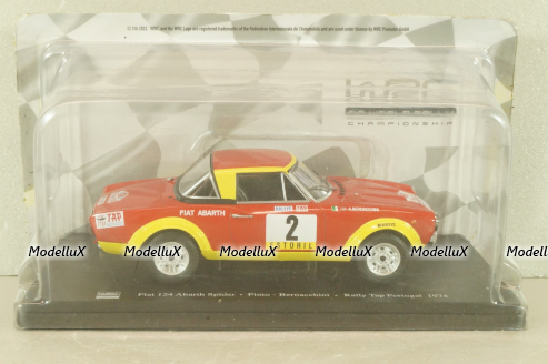 Fiat 124 Abarth Spider #2 Rally Tap Portugal 1974, Pinto/Bernacchini, WRC Collection, Hachette 1:24