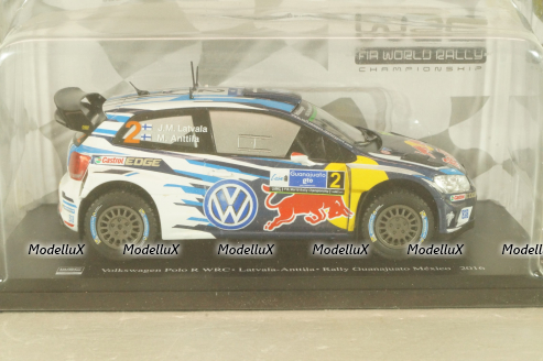 Volkswagen Polo R WRC #2, Winner Rally Guanajuato Mexico 2016, Latvala/Anttila, WRC Collection, Hachette #64, 1:24