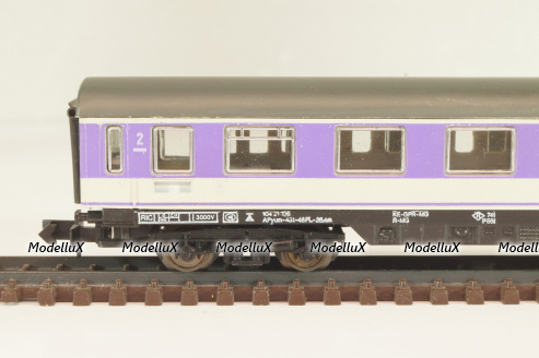 Вагон пассажирский 2-й клас, (number 51 80 52-60 113-6), 4-х осный, DB, Epoche IV (1970–1985) с освещением, фиолетовый, 3216, Arnold 1:160 (N)