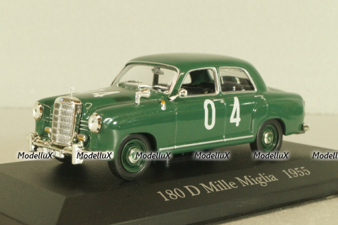 Mercedes-Benz 180 D (W120) #4, Mille Miglia 1955, green, MBOMS080, Mercedes-Benz-Offizielle Modell-Sammlung #80, Altaya 1:43