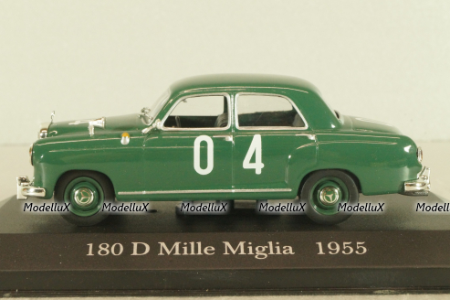 Mercedes-Benz 180 D (W120) #4, Mille Miglia 1955, green, MBOMS080, Mercedes-Benz-Offizielle Modell-Sammlung #80, Altaya 1:43