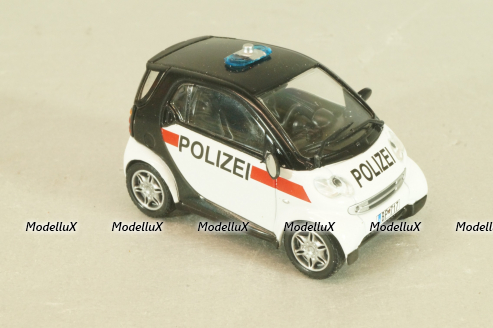 SMART Fortwo, Police Austria 1998, white/black, Полицейские Машины Мира №45, 1:43