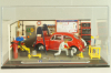 Volkswagen Kafer (Beetle) with 2 figures and diorama Service station, red, Mini-Rama 1:43