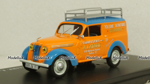 Renault Juvaquatre Advertising Van Latapie orange / blue, Hachette 1:43