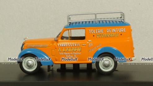 Renault Juvaquatre Advertising Van Latapie orange / blue, Hachette 1:43