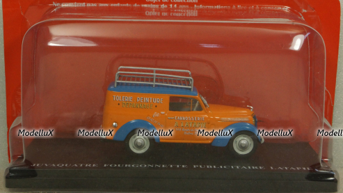 Renault Juvaquatre Advertising Van Latapie orange / blue, Hachette 1:43