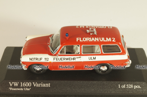Volkswagen 1600 Variant ULM 1969, fire engine, 430055396, Minichamps 1:43