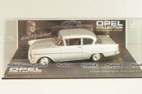 Opel Olympia Record P1 Hans Mersheimer 1957, silver, OPCD123, Opel Collection Designer #123 1:43