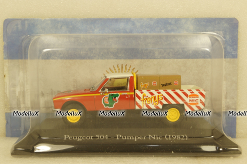 Peugeot 504 Pick Up Pumper Nic 1982 red/white, Altaya 1:43