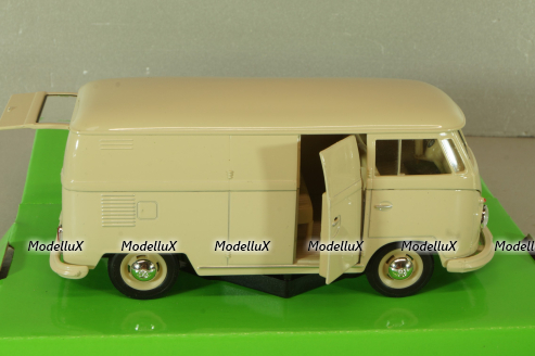 Volkswagen T1 bus box wagon beige 1963, WEL22095PV-CREAM, Welly 1:24