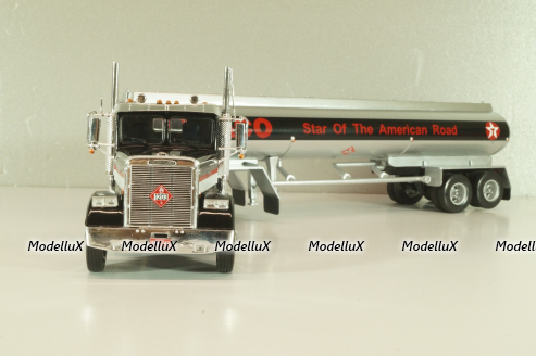 Freightliner FLC 120 64T truck with Semitrailer Texaco 1977, silver/ black, American trucks, Spain, #72, Altaya 1:43