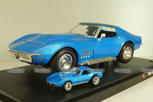 Chevrolet Corvette Stingrey (C3) 1968, Hall of Fame, blue, 047332, Hot Wheels 1:18/1:64 Set