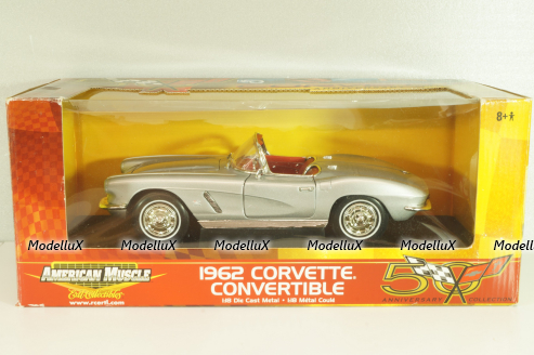 Chevrolet Corvette (C1) Convertible 1962, silver, 36833, ERTL 1:18 Уценка!