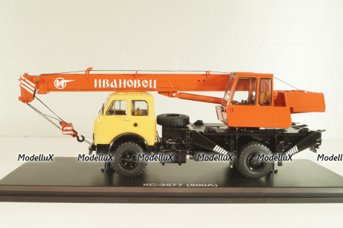 КС-3577 на шасси Маз-500А, автокран, бежевый/коричневый, SSM1644, SSM 1:43