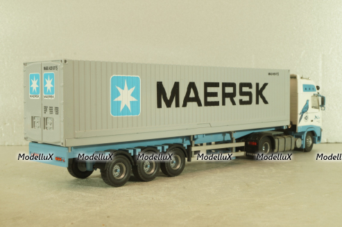 Volvo FH 12 with semi-trailer "Maersk" white/blue/grey, Tekno 1:50